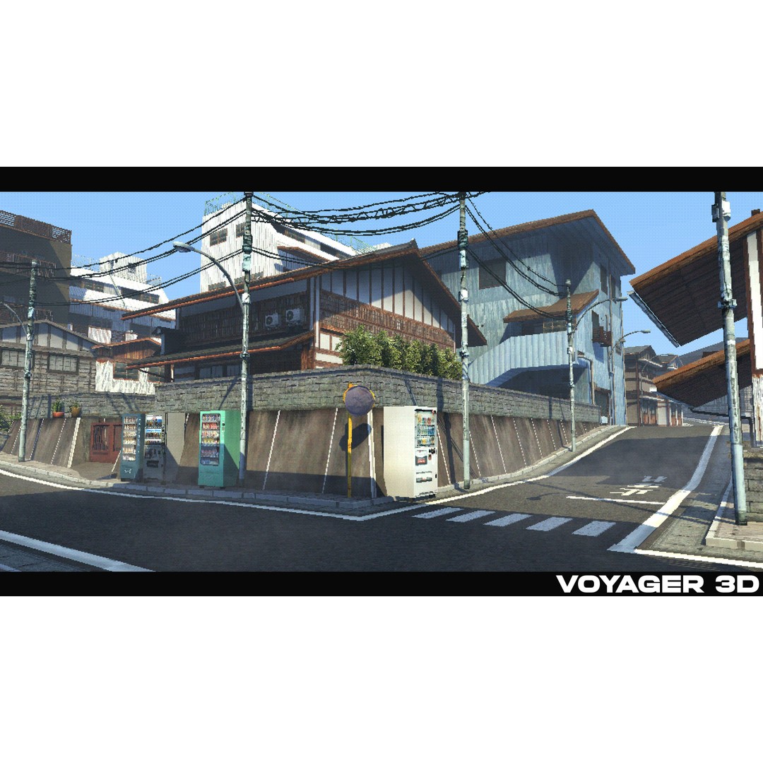 Japanese Rural Town 3D Model – Retro Low-Poly Game Asset, FBX - View 16