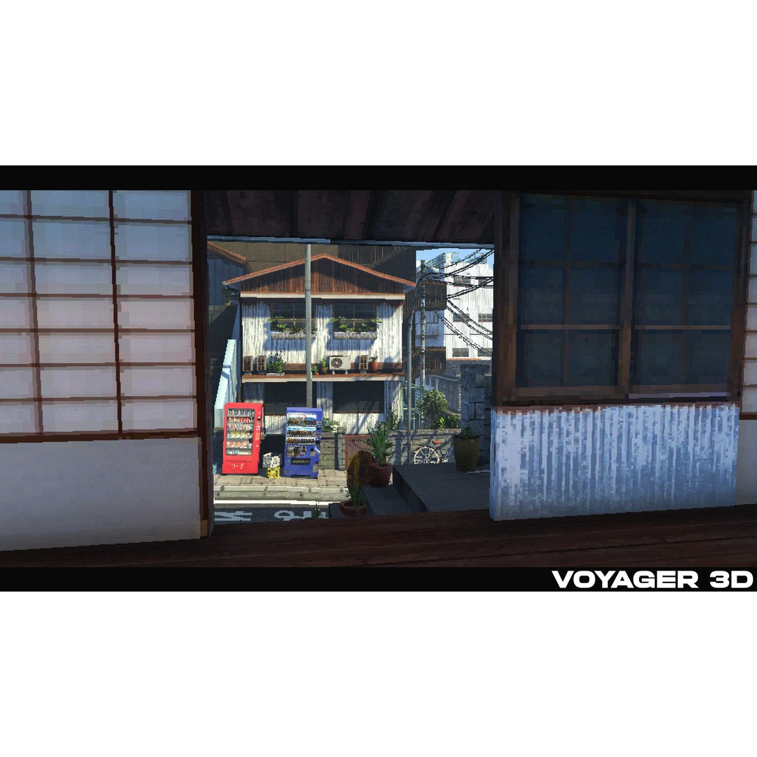 Japanese Rural Town 3D Model – Retro Low-Poly Game Asset, FBX - View 19