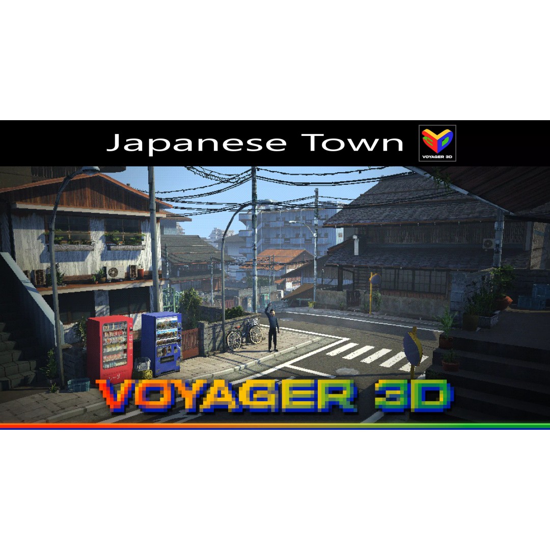 Japanese Rural Town 3D Model – Retro Low-Poly Game Asset, FBX - View 2