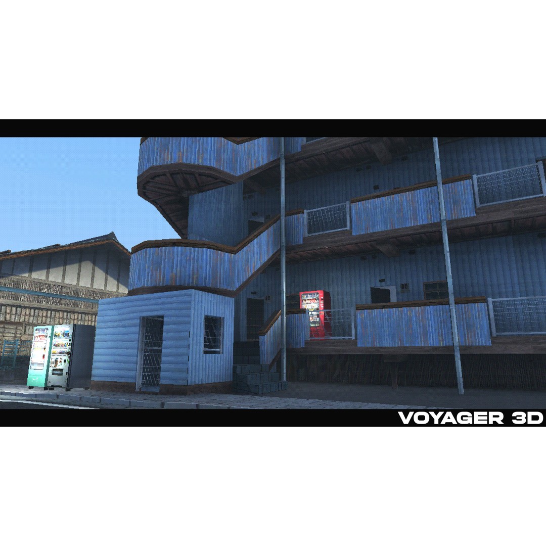 Japanese Rural Town 3D Model – Retro Low-Poly Game Asset, FBX - View 22