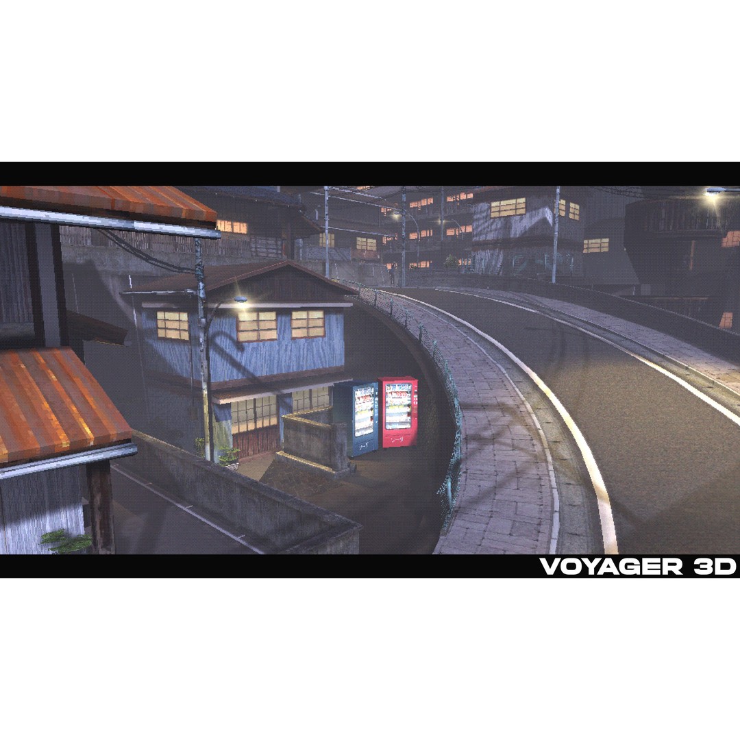 Japanese Rural Town 3D Model – Retro Low-Poly Game Asset, FBX - View 4