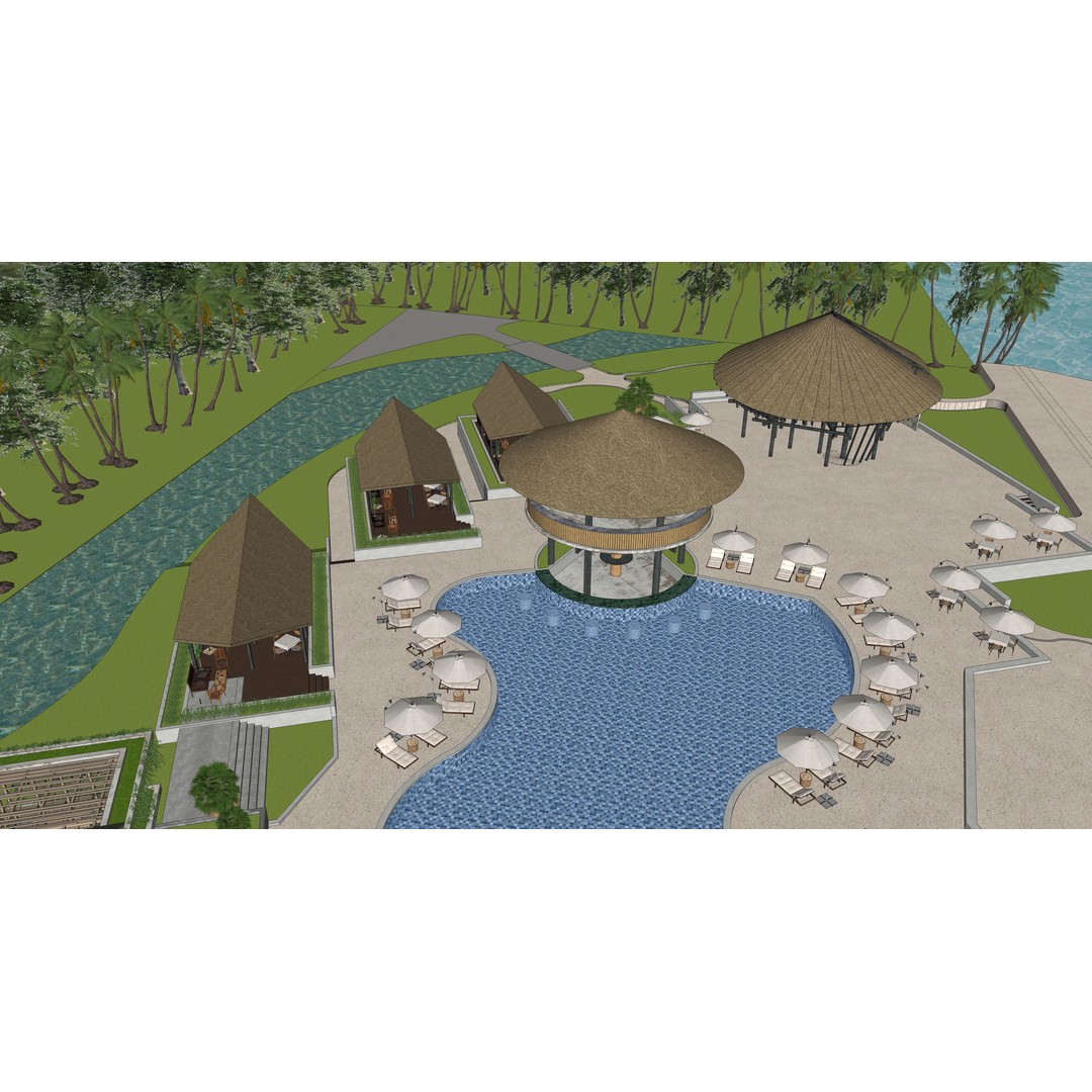 Luxury Resort 3D Model – Detailed Exterior Design, FBX & OBJ