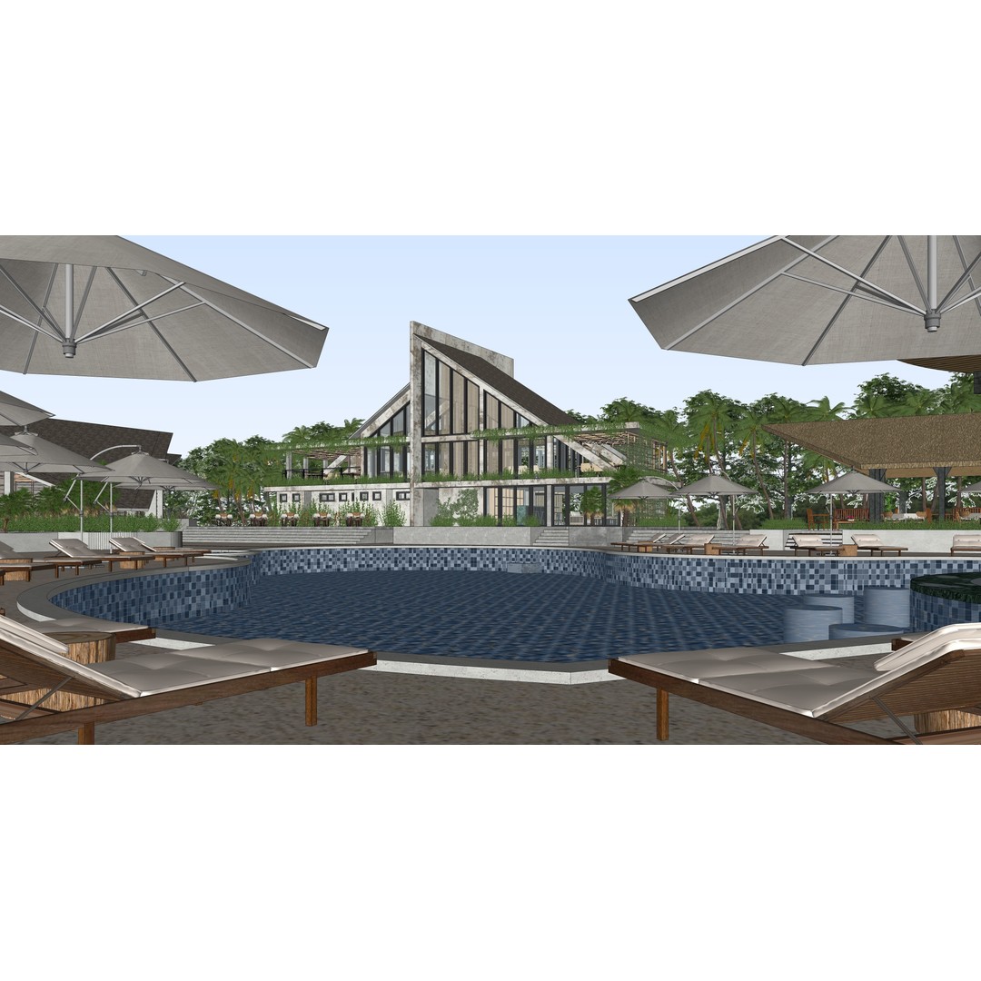 Luxury Resort 3D Model – Detailed Exterior Design, FBX & OBJ - View 12