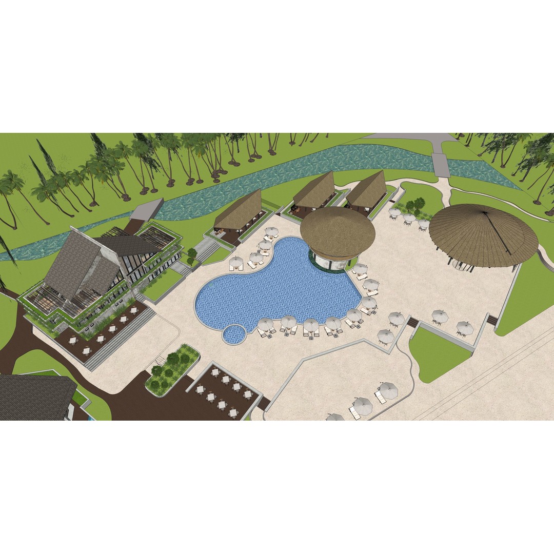 Luxury Resort 3D Model – Detailed Exterior Design, FBX & OBJ - View 13