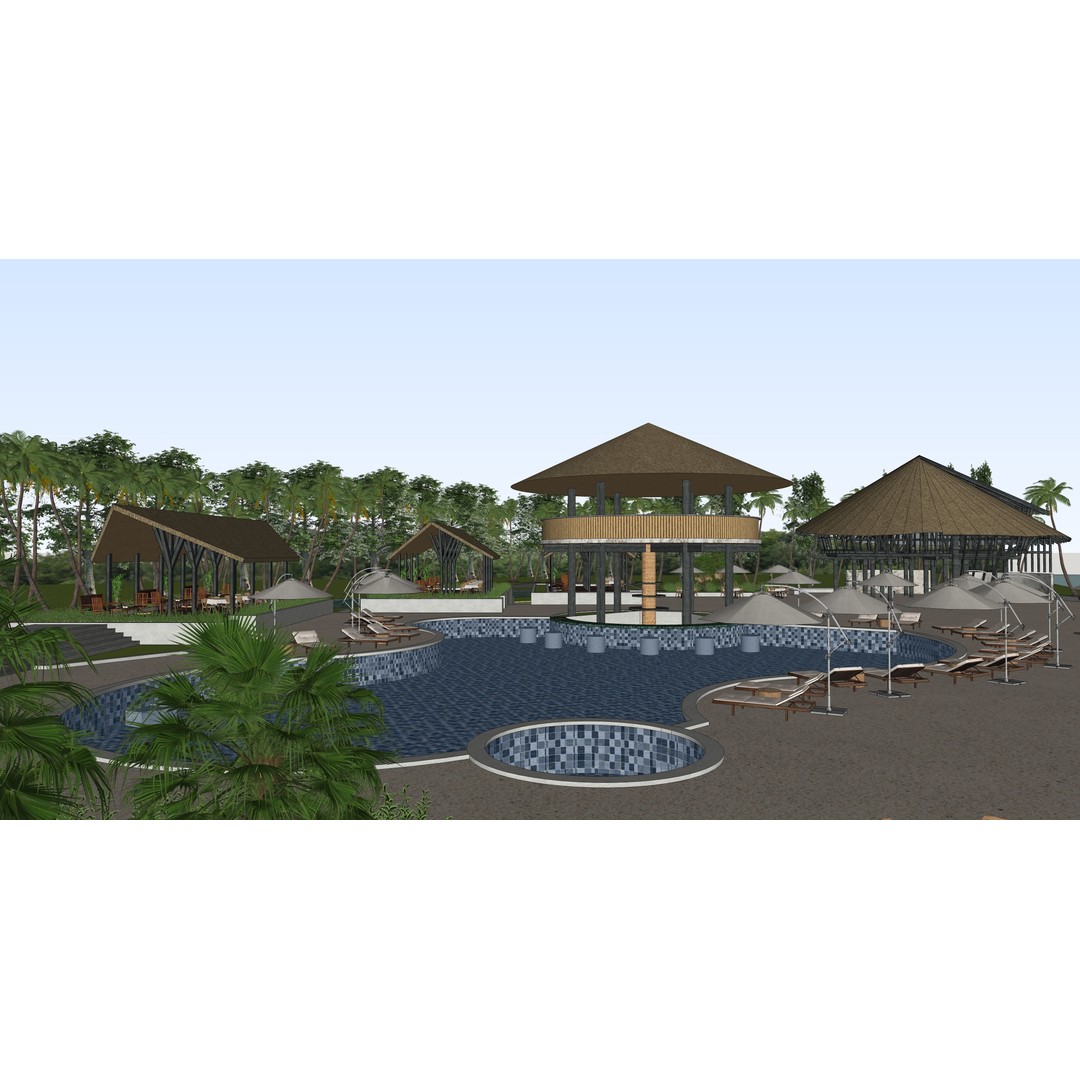 Luxury Resort 3D Model – Detailed Exterior Design, FBX & OBJ - View 17