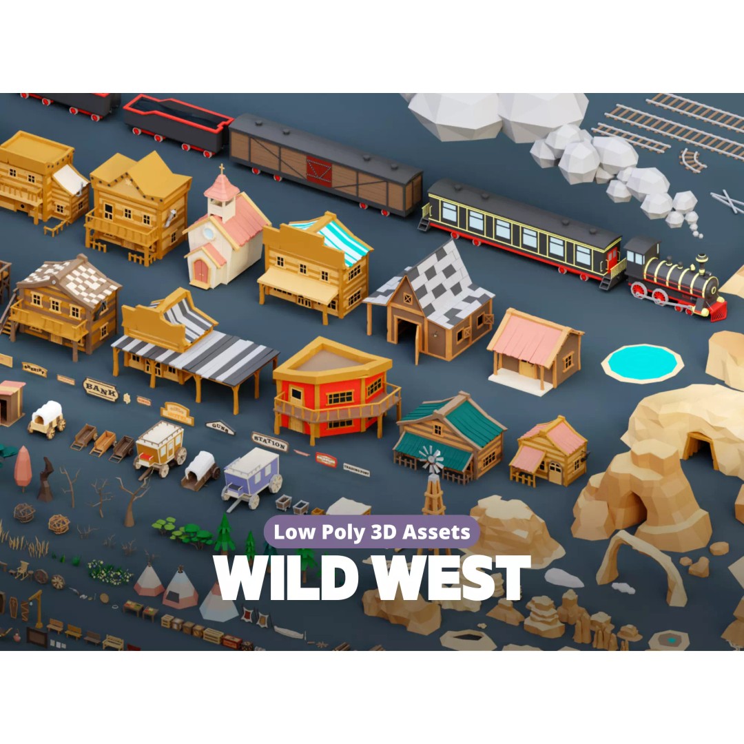 Wild West Environment 3D Model – Low Poly Game Asset, FBX & More