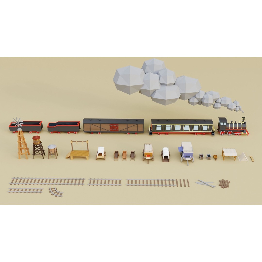 Wild West Environment 3D Model – Low Poly Game Asset, FBX & More - View 22