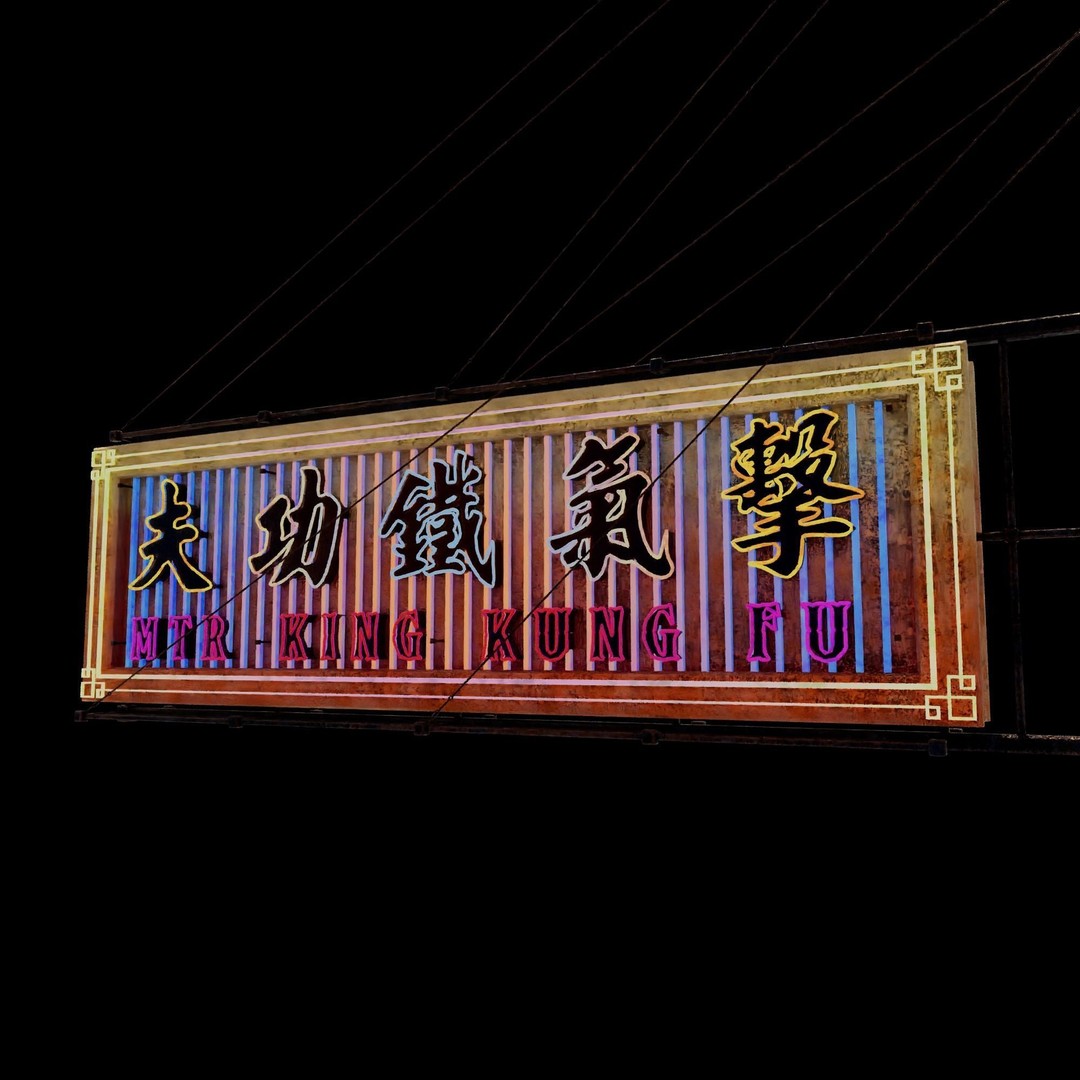 Hong Kong Neon Signboard 3D Model – PBR Textures, Blender, FBX - View 18
