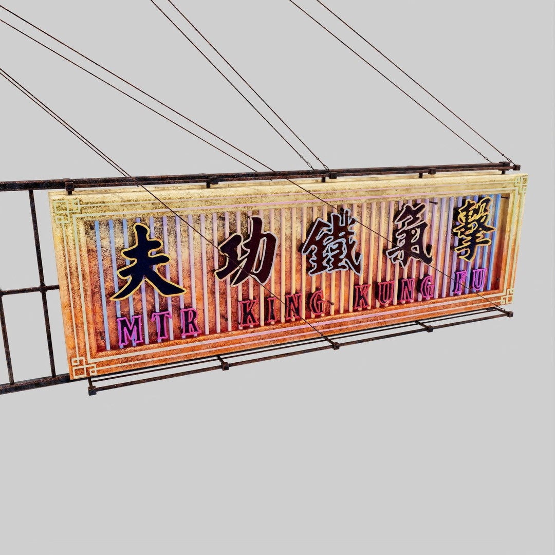 Hong Kong Neon Signboard 3D Model – PBR Textures, Blender, FBX - View 20