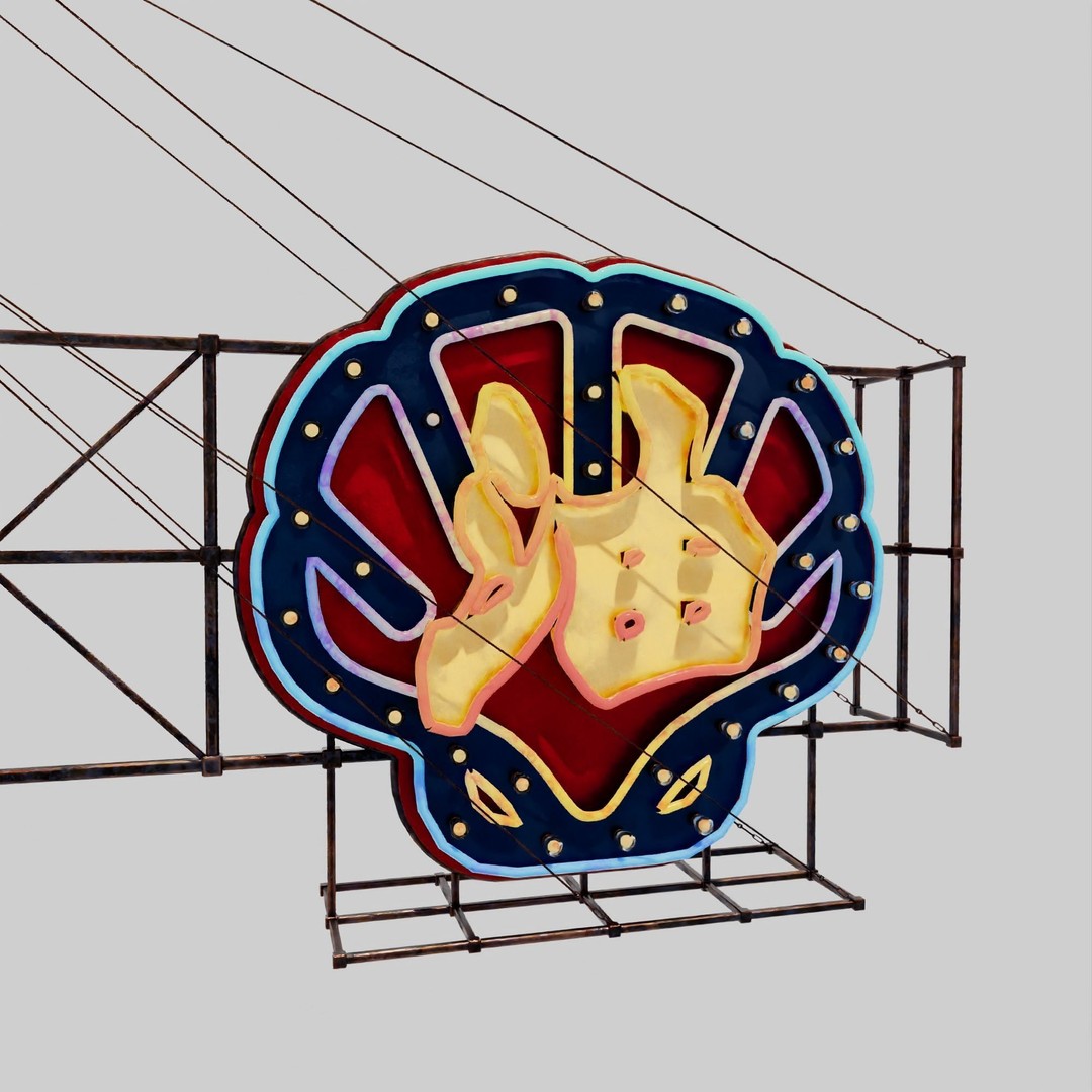 Hong Kong Neon Signboard 3D Model – PBR Textures, Blender, FBX - View 56