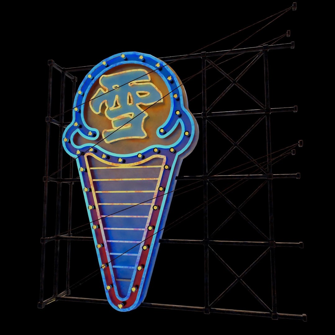 Hong Kong Neon Signboard 3D Model – PBR Textures, Blender, FBX - View 62