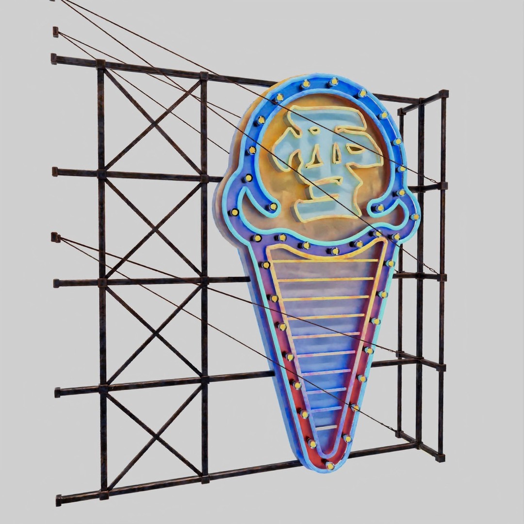 Hong Kong Neon Signboard 3D Model – PBR Textures, Blender, FBX - View 64