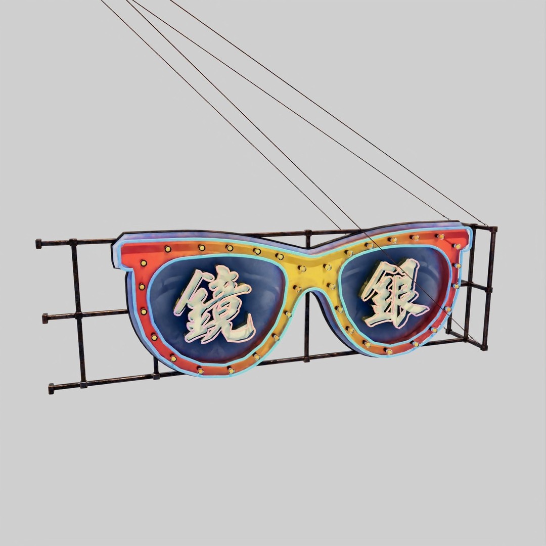 Hong Kong Neon Signboard 3D Model – PBR Textures, Blender, FBX - View 72