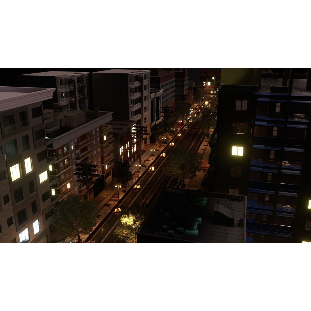 City Street 3D Model – Low Poly Urban Environment, Blender