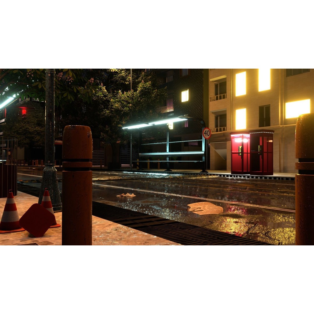 City Street 3D Model – Low Poly Urban Environment, Blender - View 5