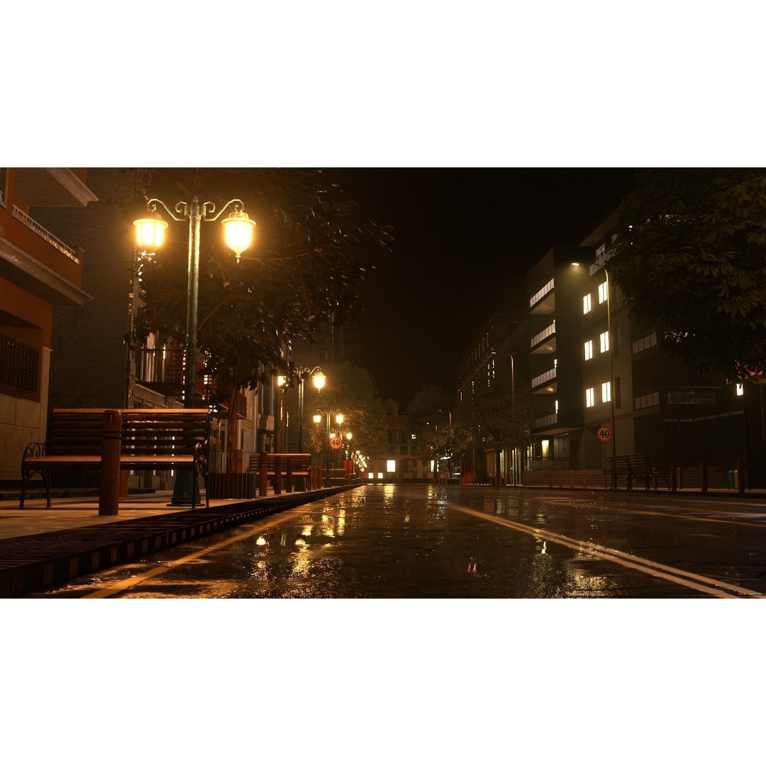 City Street 3D Model – Low Poly Urban Environment, Blender - View 9