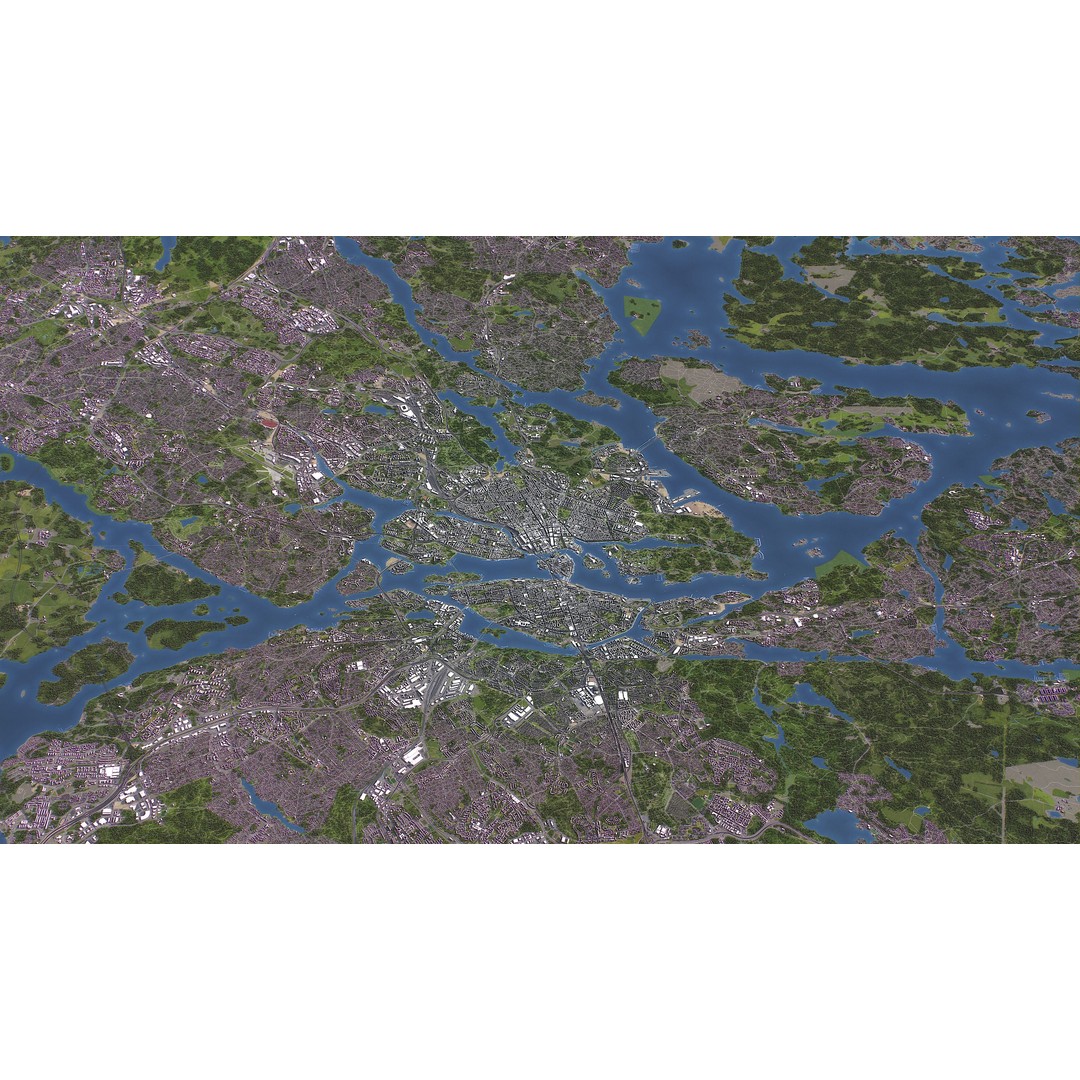 Stockholm 3D Model – Low Poly Cityscape with Realistic Terrain, FBX - View 13
