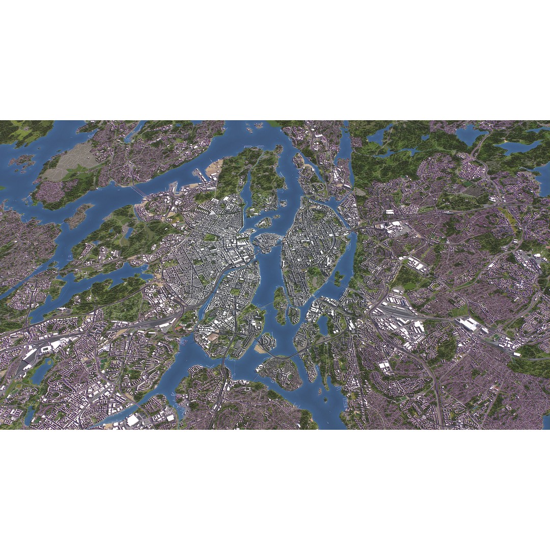 Stockholm 3D Model – Low Poly Cityscape with Realistic Terrain, FBX - View 14