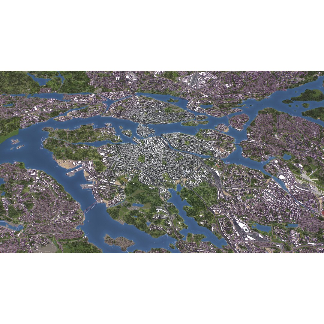Stockholm 3D Model – Low Poly Cityscape with Realistic Terrain, FBX - View 15