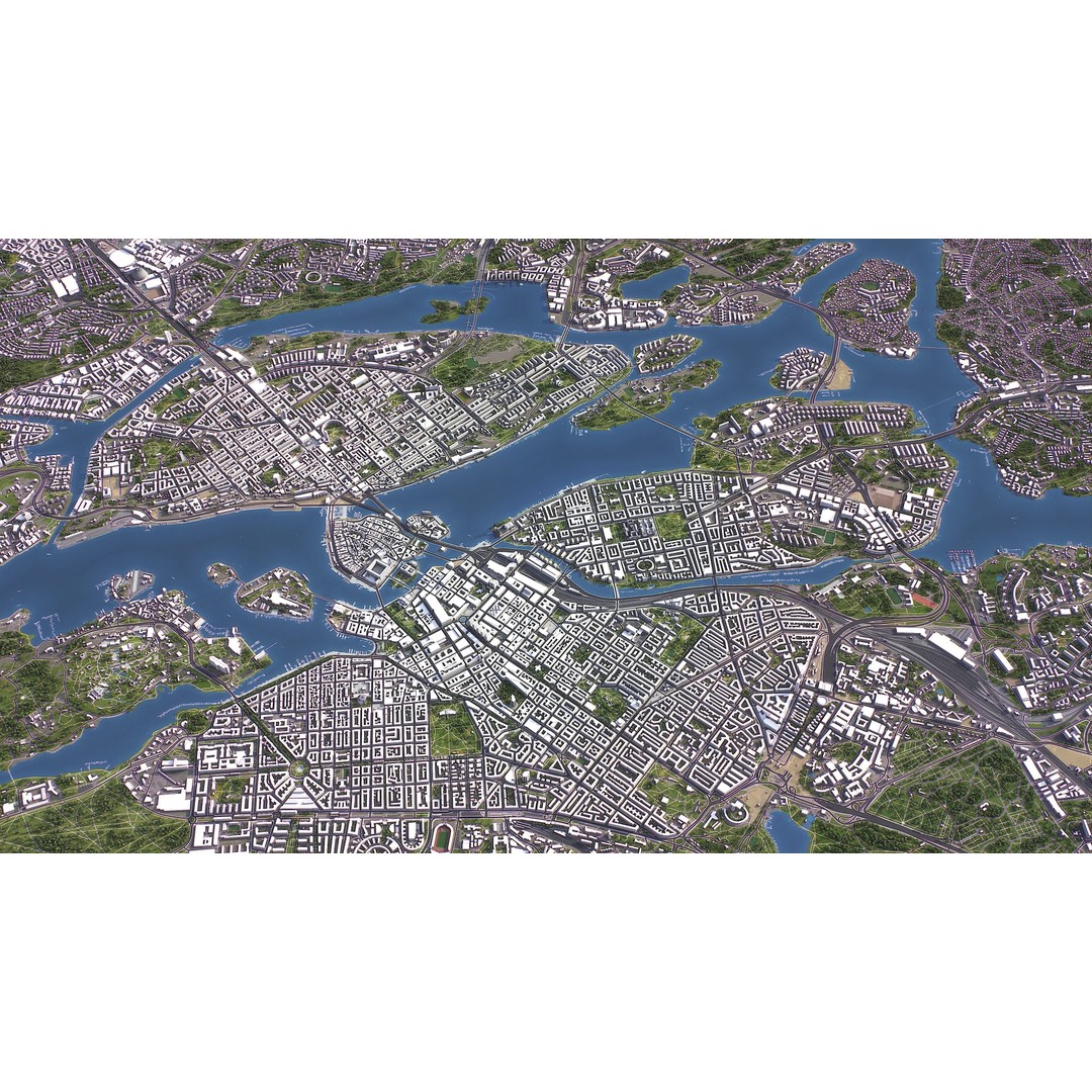 Stockholm 3D Model – Low Poly Cityscape with Realistic Terrain, FBX - View 5