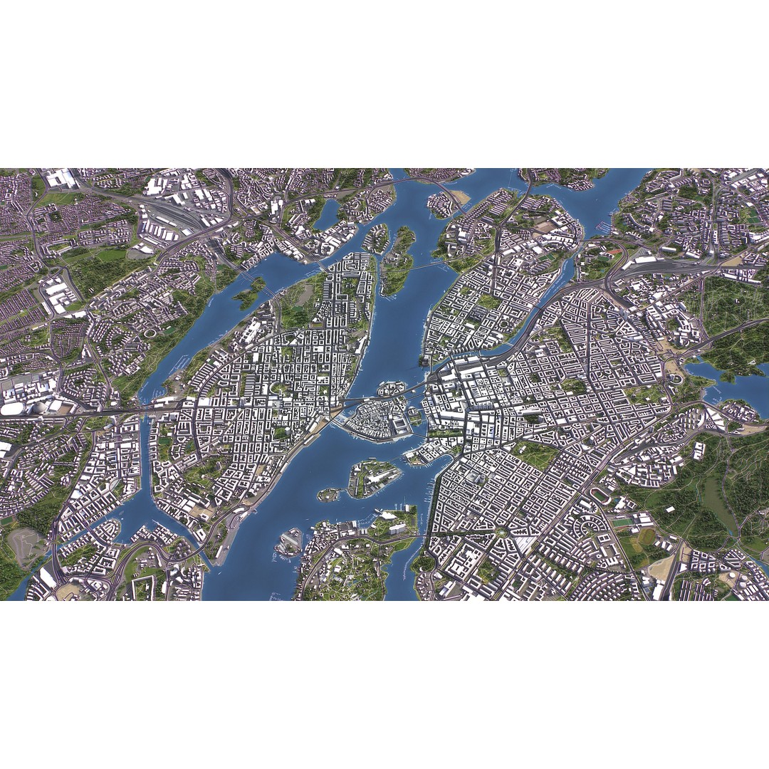 Stockholm 3D Model – Low Poly Cityscape with Realistic Terrain, FBX - View 6