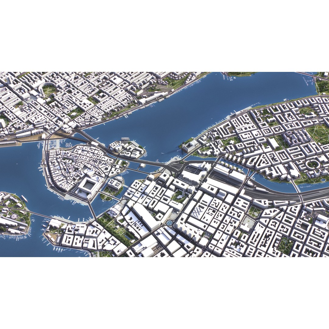 Stockholm 3D Model – Low Poly Cityscape with Realistic Terrain, FBX - View 8