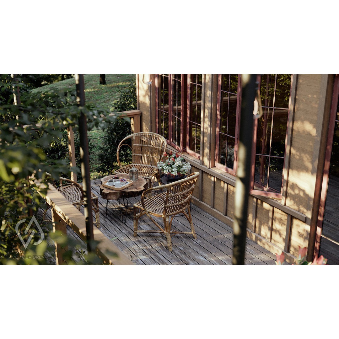 Exterior Balcony 3D Model – Architectural Design with Realistic Textures, FBX - View 3
