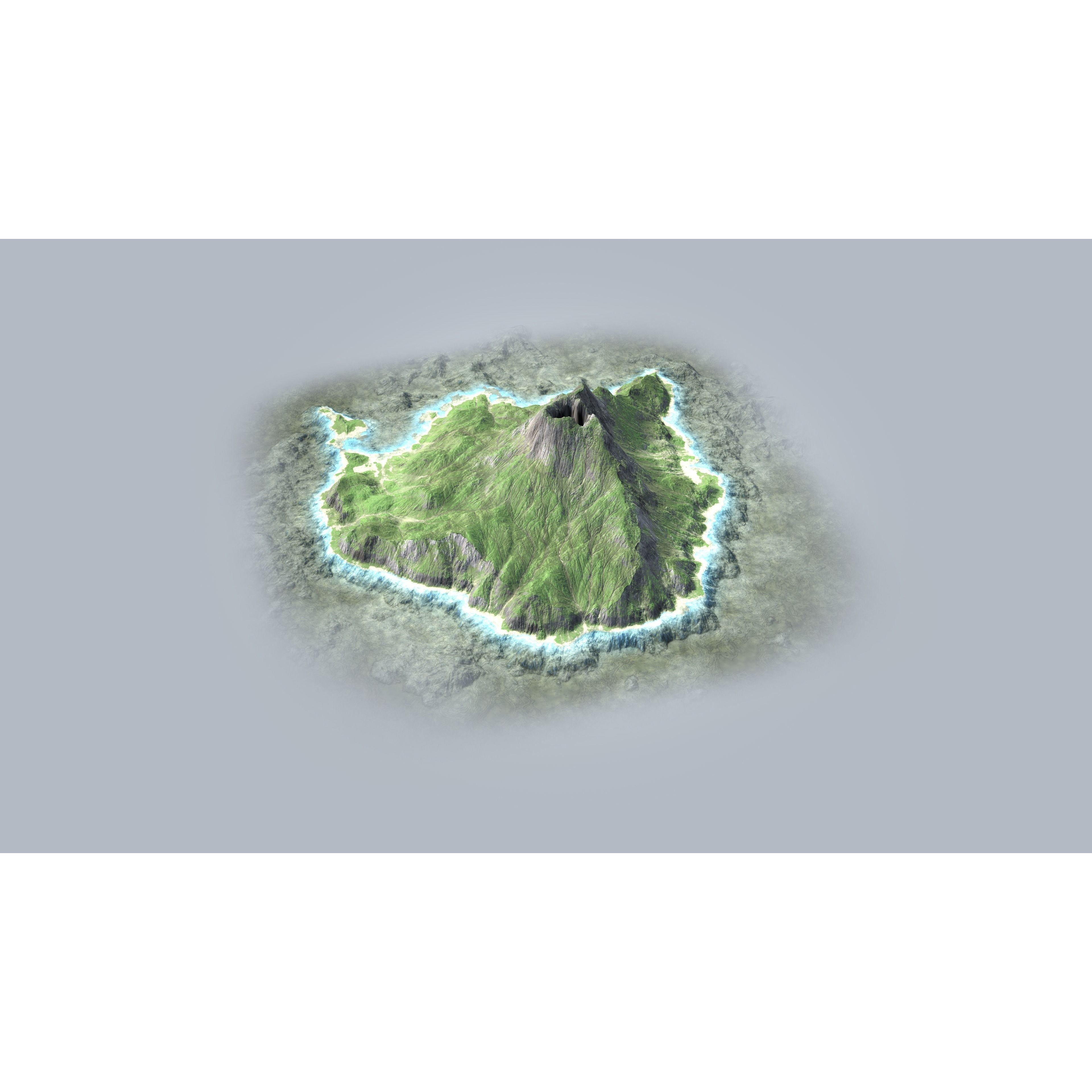 Volcano Island - Low-Poly Game-Ready 3D Model - View 10