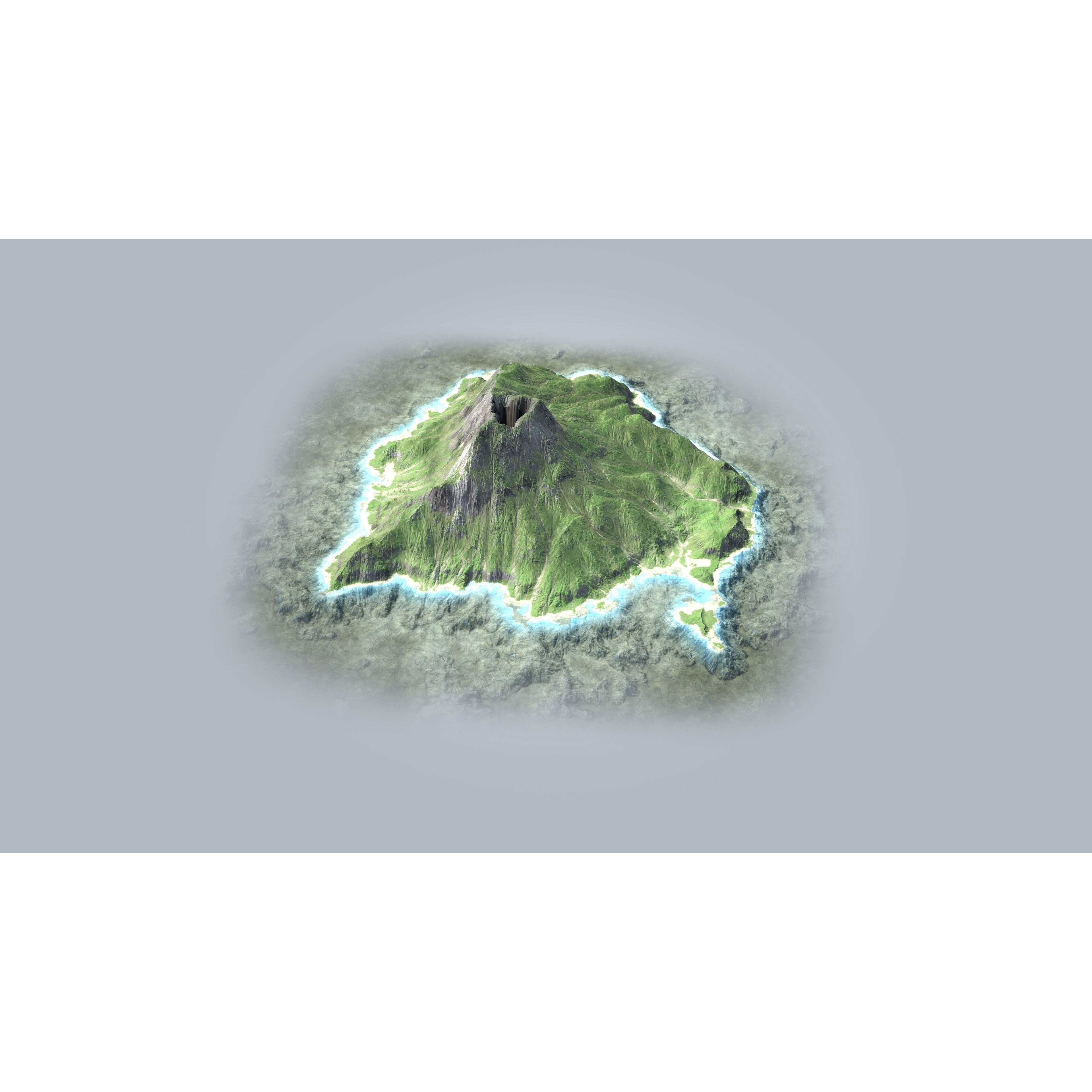 Volcano Island - Low-Poly Game-Ready 3D Model - View 13