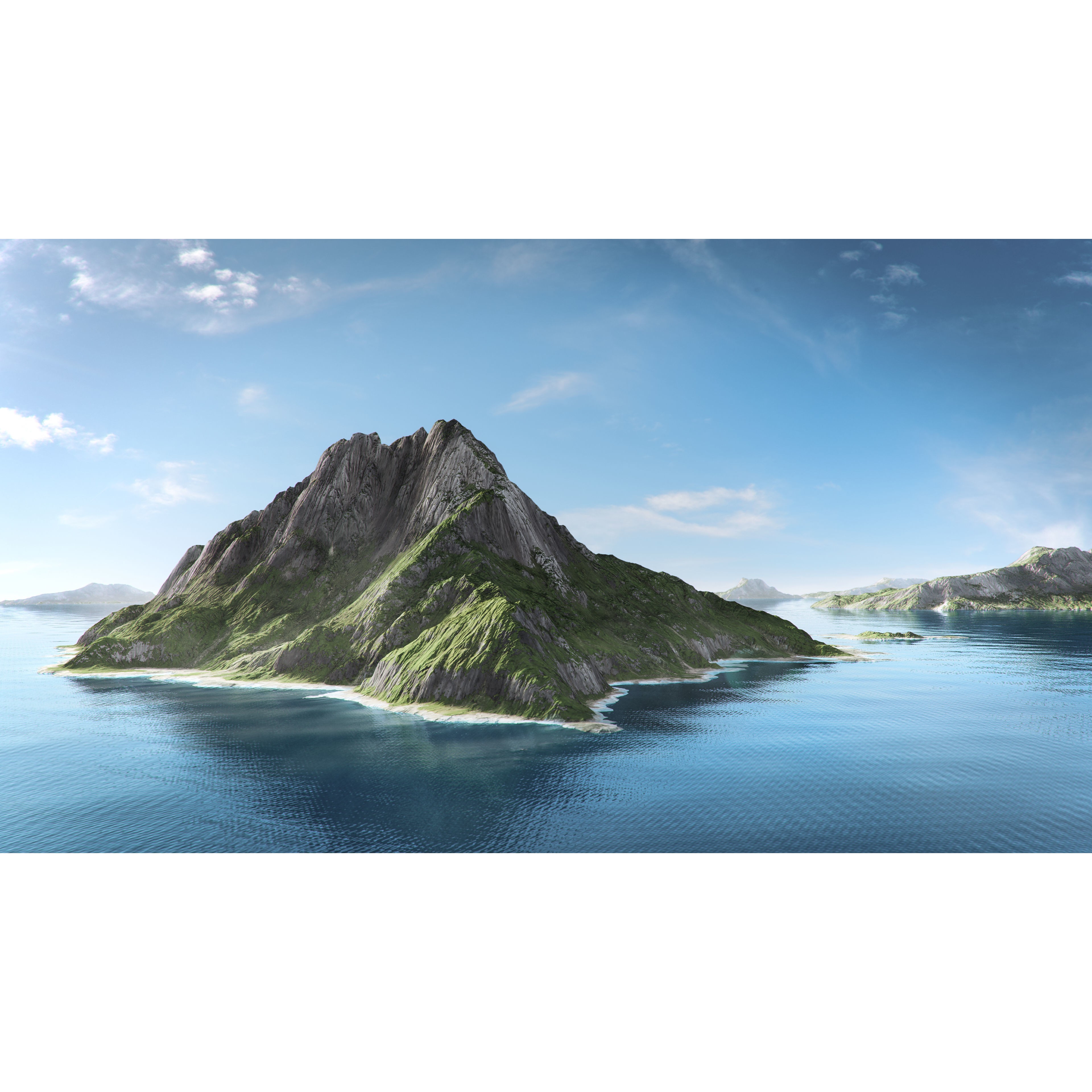 Volcano Island - Low-Poly Game-Ready 3D Model - View 4