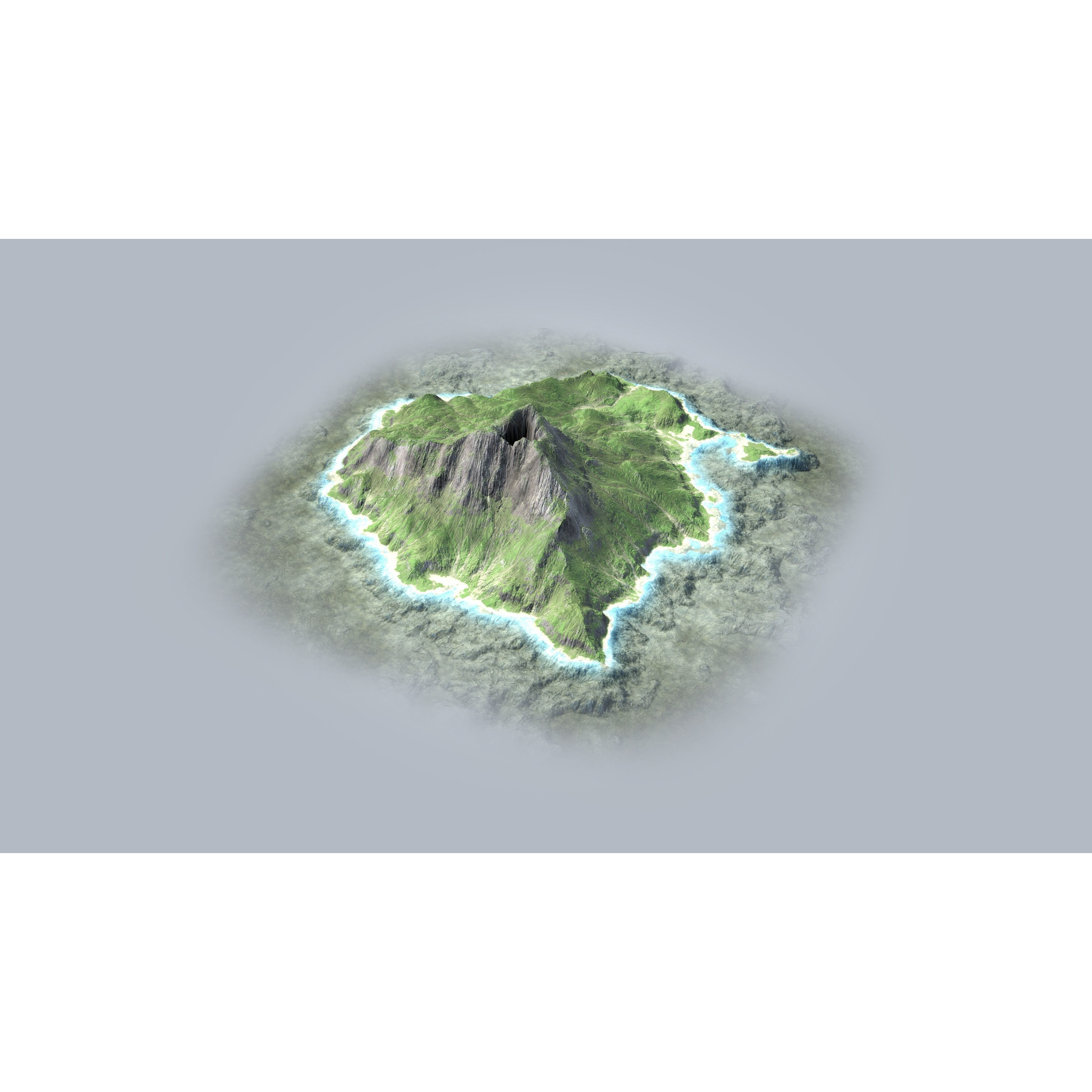 Volcano Island - Low-Poly Game-Ready 3D Model - View 7