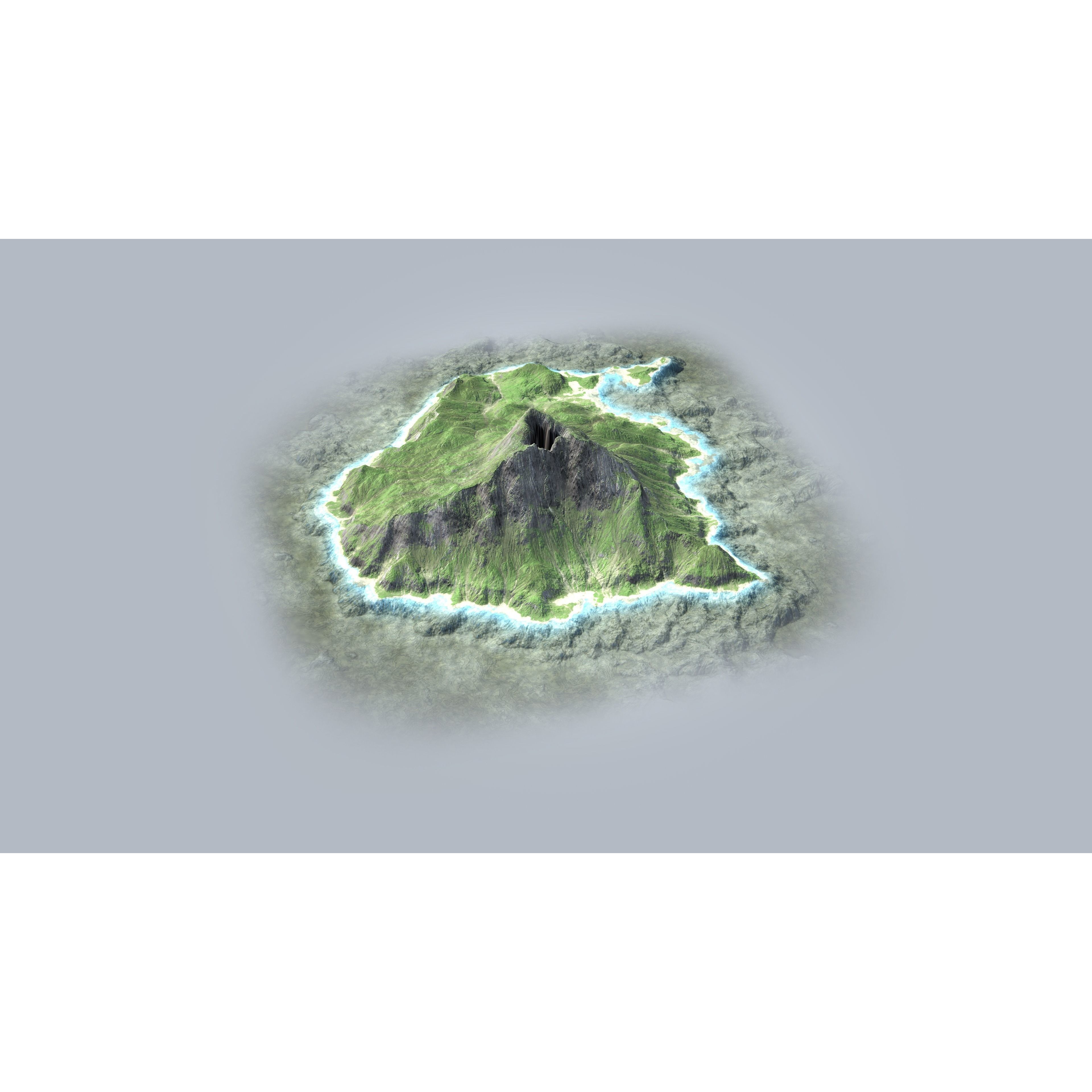 Volcano Island - Low-Poly Game-Ready 3D Model - View 8