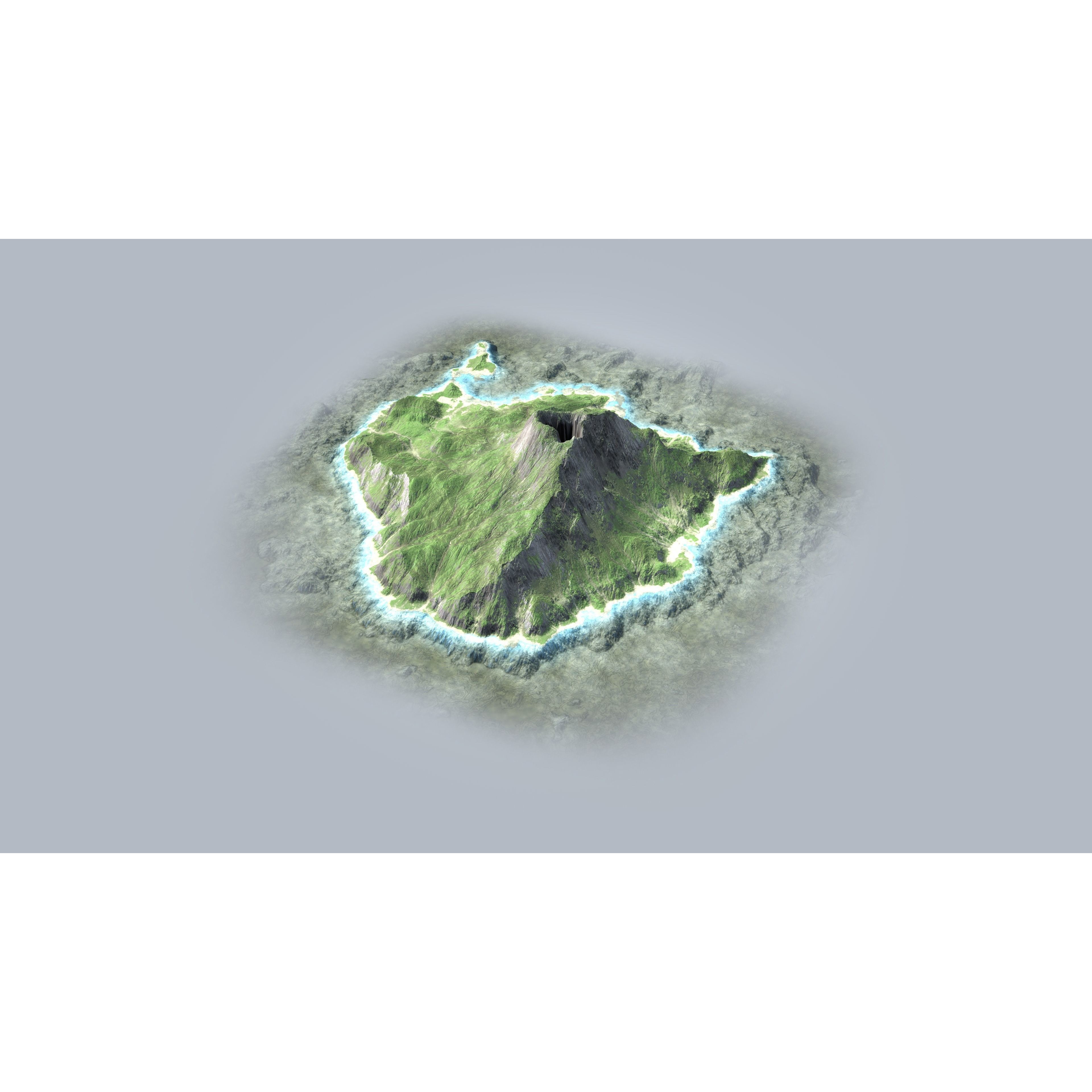 Volcano Island - Low-Poly Game-Ready 3D Model - View 9