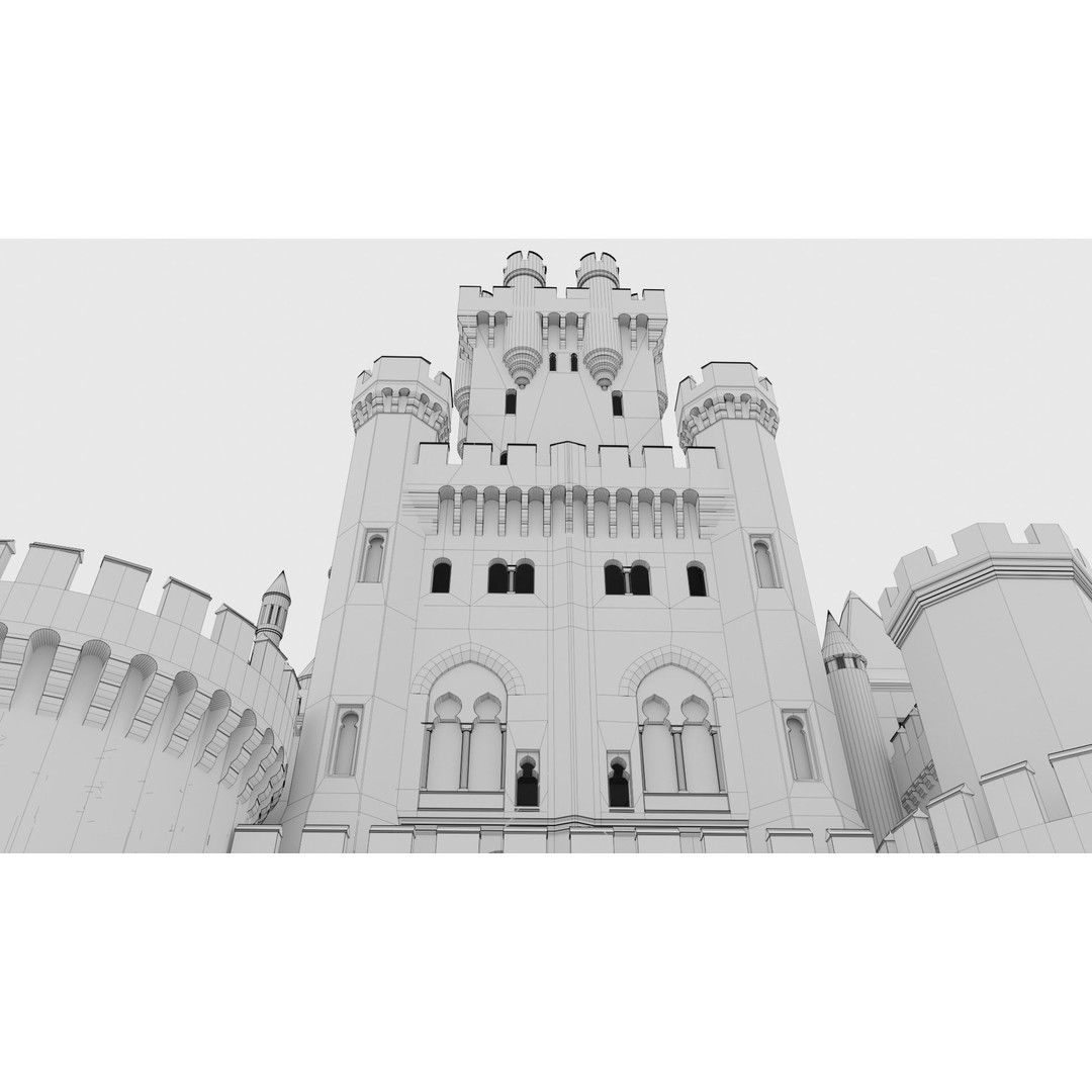 Butrón Castle 3D Model – Low Poly Historic Landmark, Blender