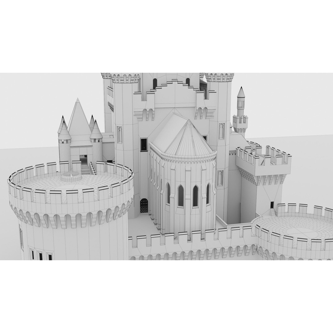 Butrón Castle 3D Model – Low Poly Historic Landmark, Blender - View 11