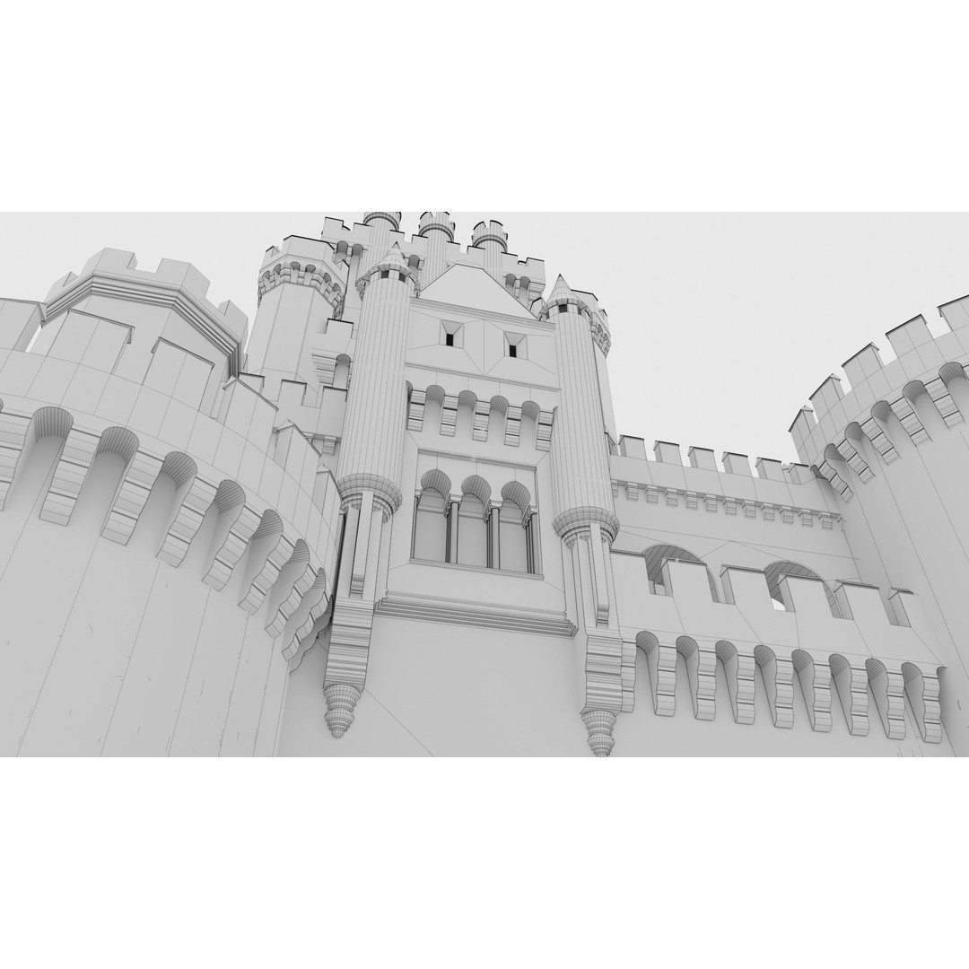 Butrón Castle 3D Model – Low Poly Historic Landmark, Blender - View 12