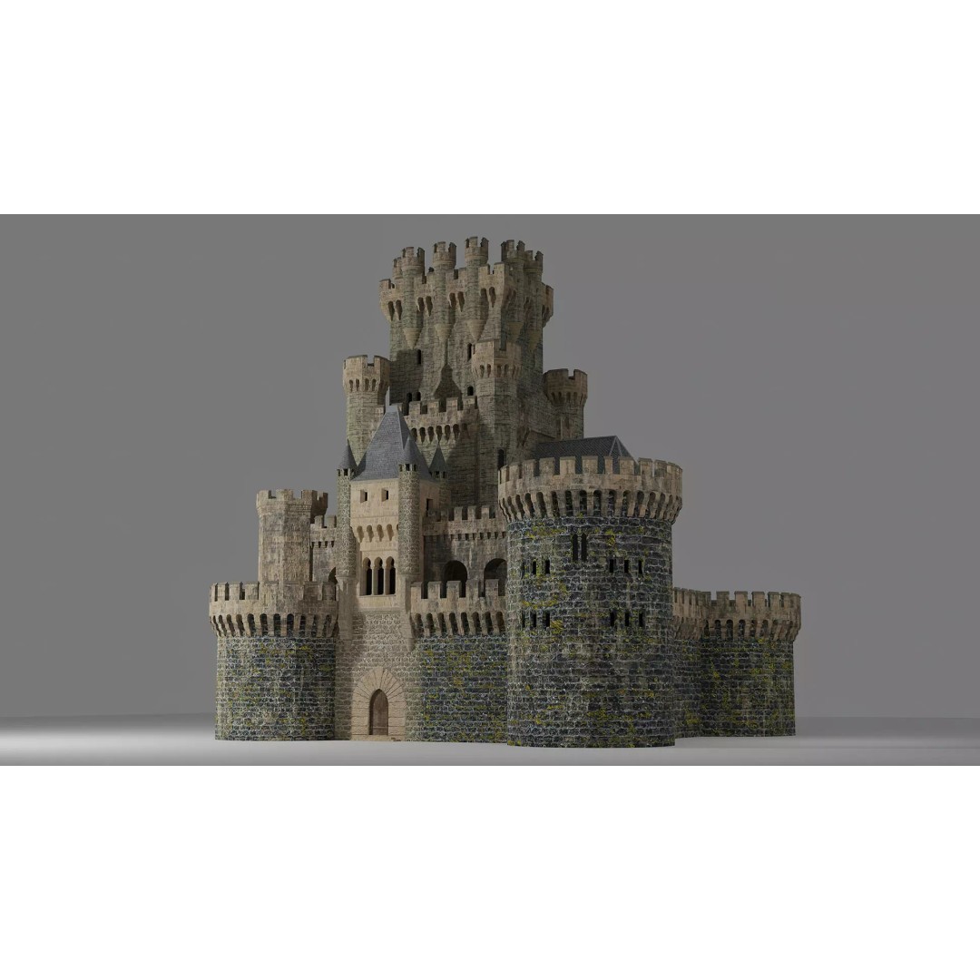 Butrón Castle 3D Model – Low Poly Historic Landmark, Blender - View 2