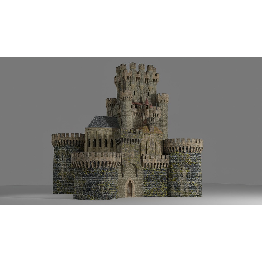 Butrón Castle 3D Model – Low Poly Historic Landmark, Blender - View 3