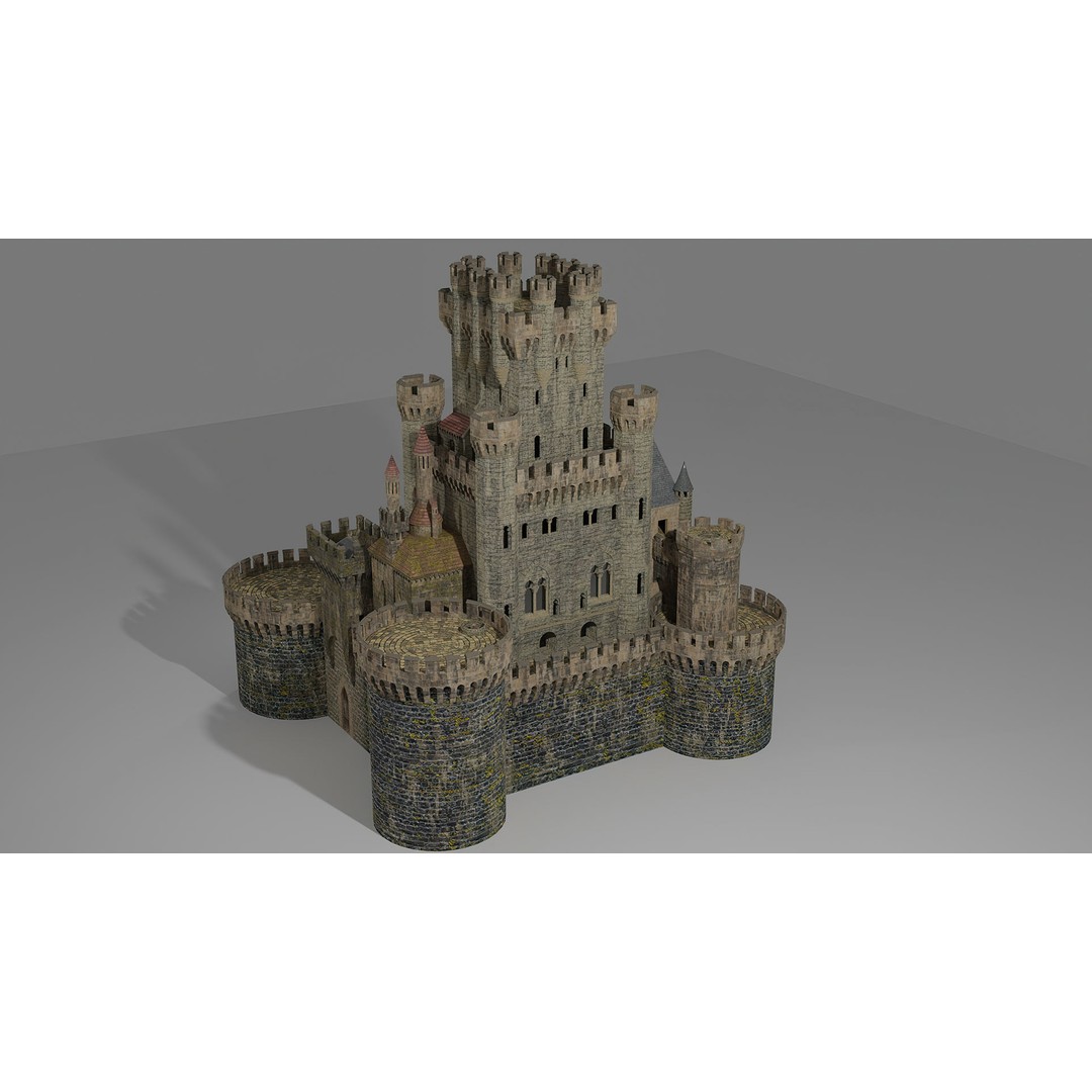 Butrón Castle 3D Model – Low Poly Historic Landmark, Blender - View 4