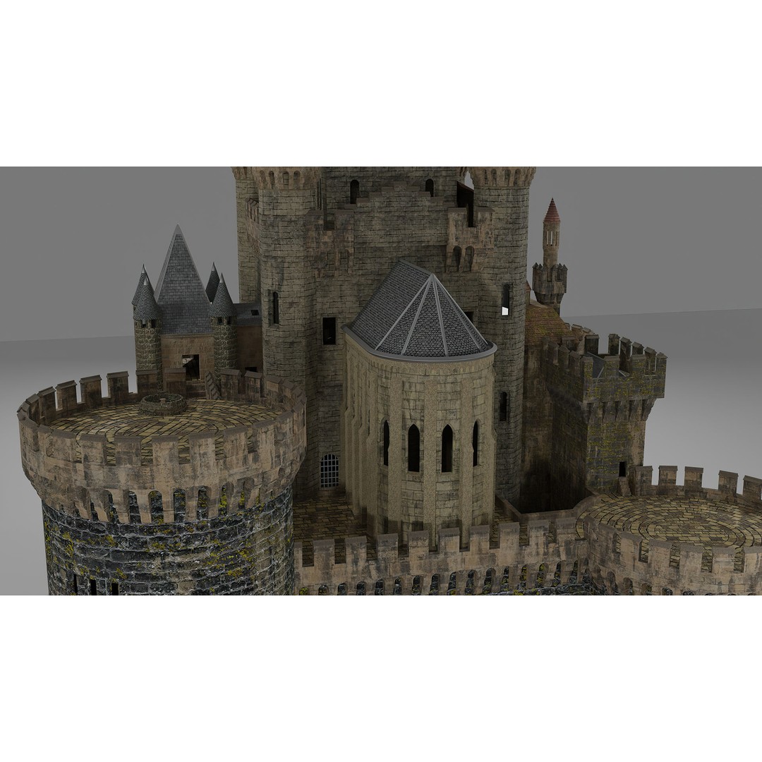 Butrón Castle 3D Model – Low Poly Historic Landmark, Blender - View 5