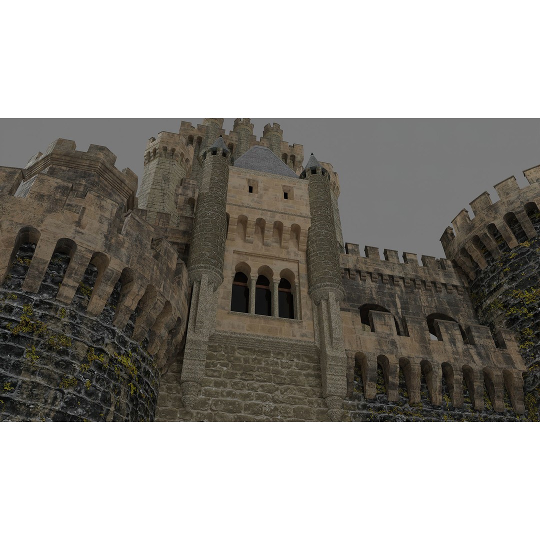 Butrón Castle 3D Model – Low Poly Historic Landmark, Blender - View 6