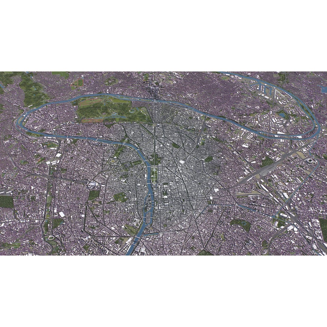 Paris Cityscape 3D Model – Low Poly Urban Environment, FBX, OBJ - View 10