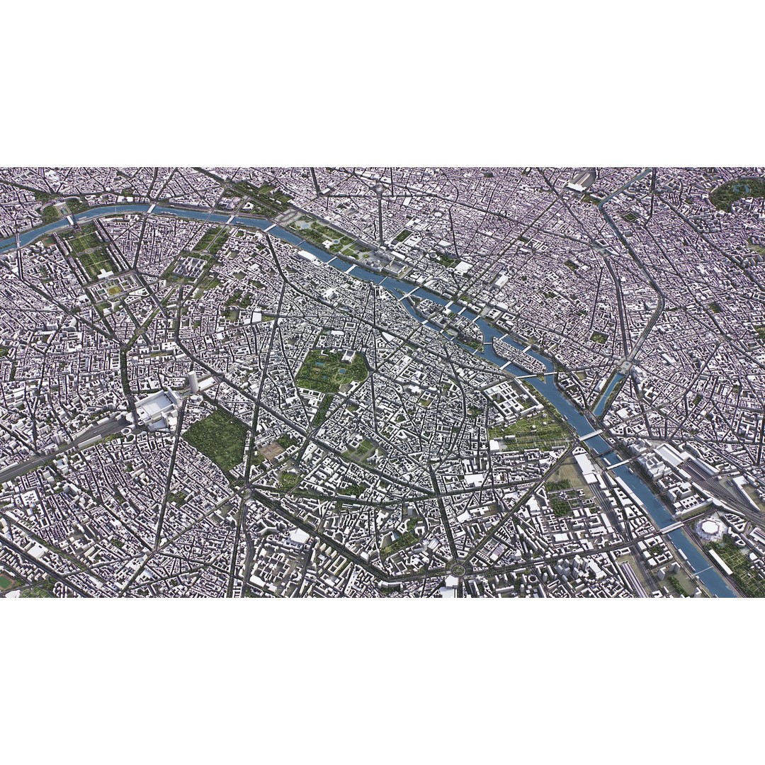 Paris Cityscape 3D Model – Low Poly Urban Environment, FBX, OBJ - View 11