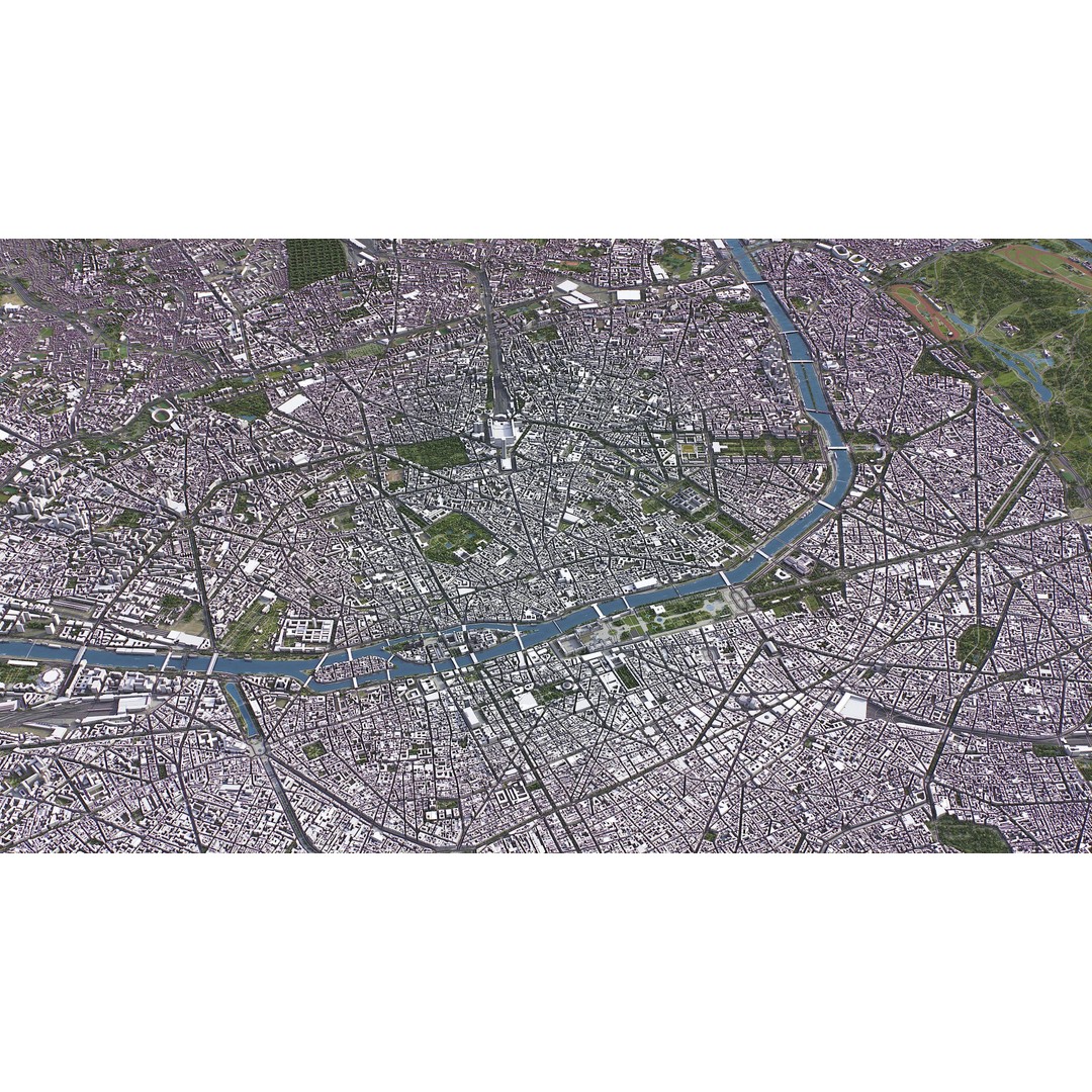 Paris Cityscape 3D Model – Low Poly Urban Environment, FBX, OBJ - View 12