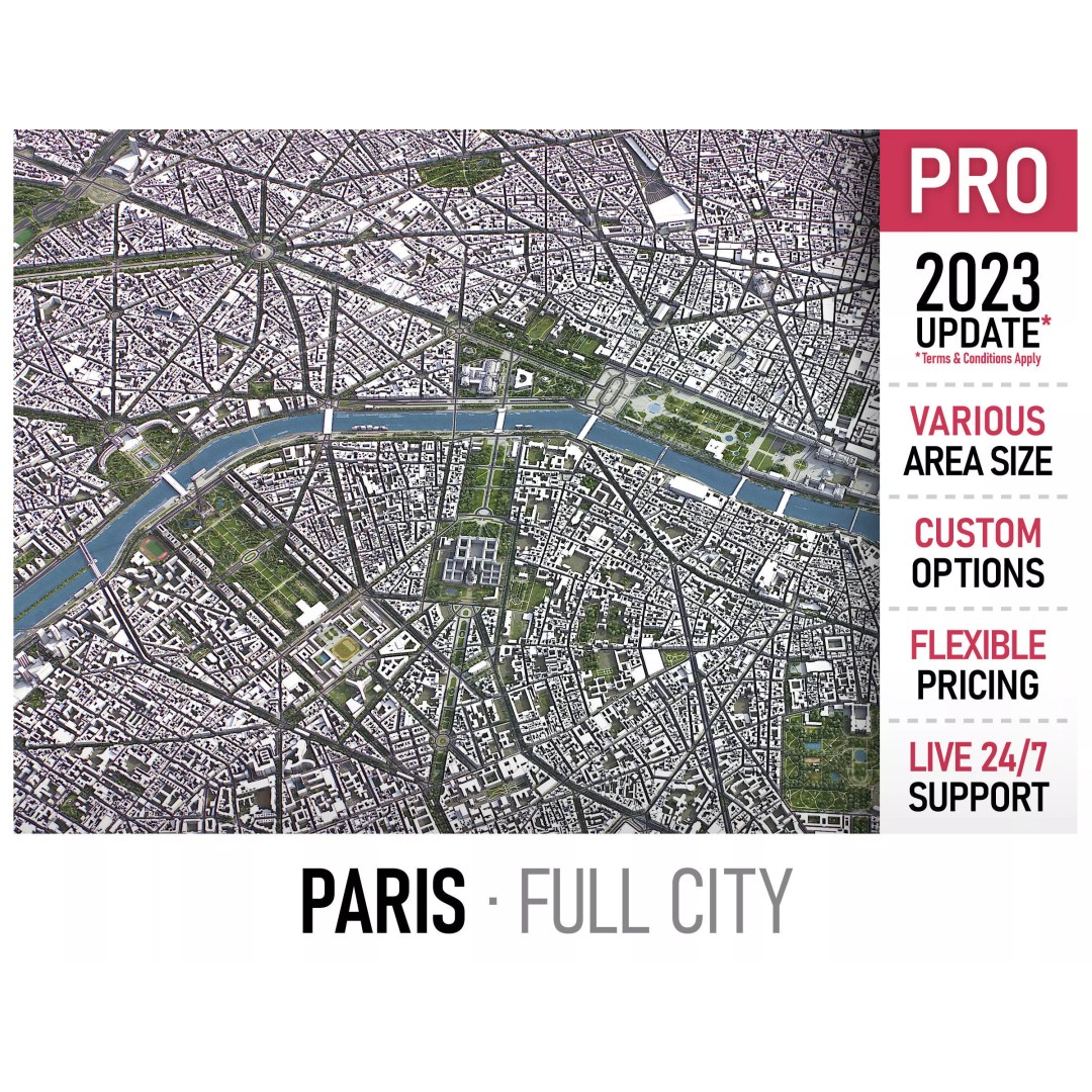 Paris Cityscape 3D Model – Low Poly Urban Environment, FBX, OBJ - View 2