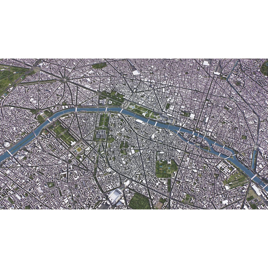 Paris Cityscape 3D Model – Low Poly Urban Environment, FBX, OBJ - View 4