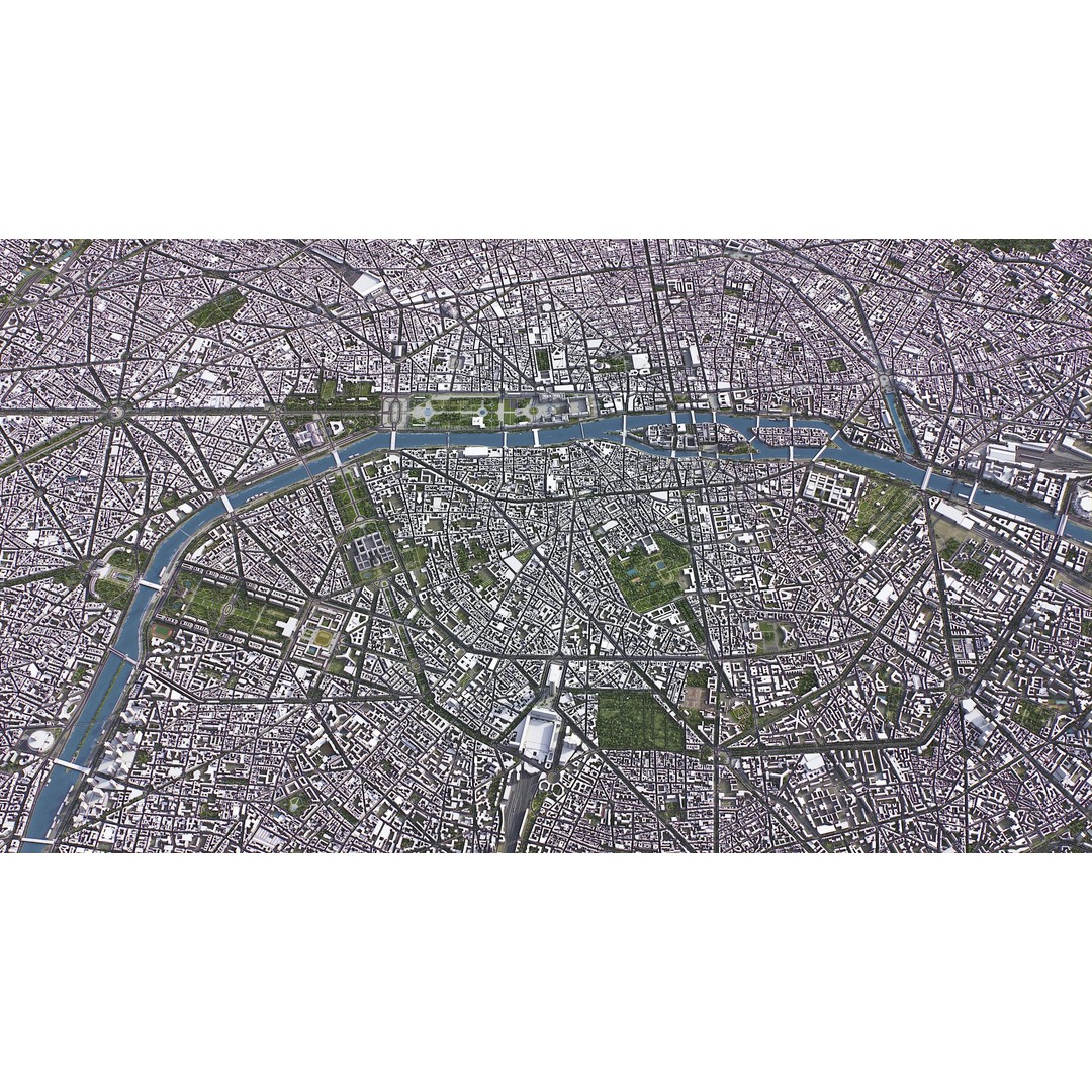 Paris Cityscape 3D Model – Low Poly Urban Environment, FBX, OBJ - View 5