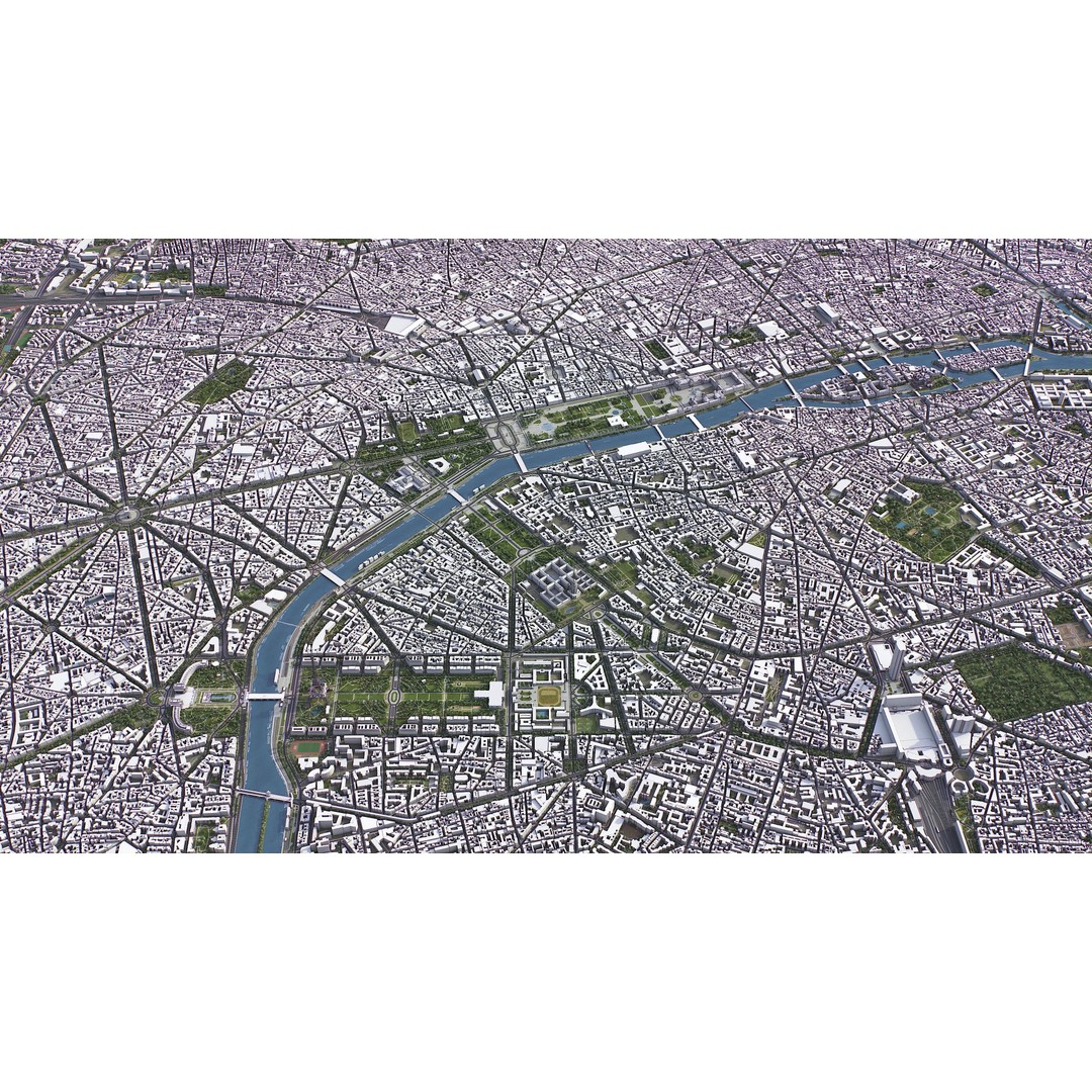 Paris Cityscape 3D Model – Low Poly Urban Environment, FBX, OBJ - View 6