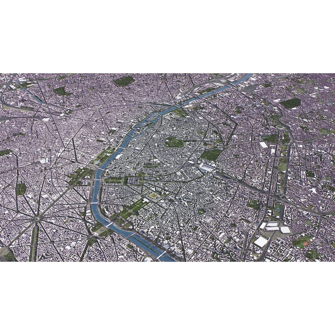 Paris Cityscape 3D Model – Low Poly Urban Environment, FBX, OBJ - View 7