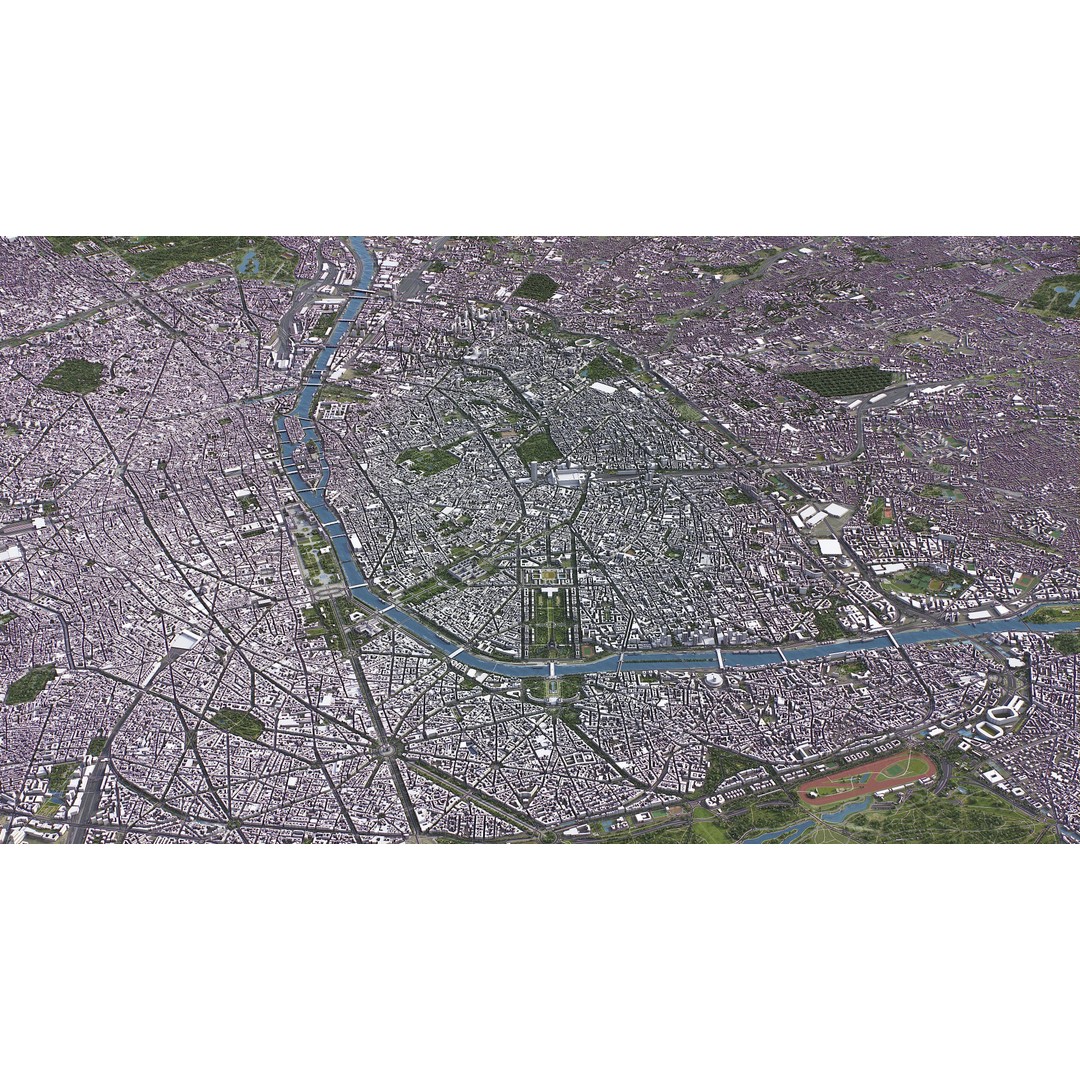 Paris Cityscape 3D Model – Low Poly Urban Environment, FBX, OBJ - View 8